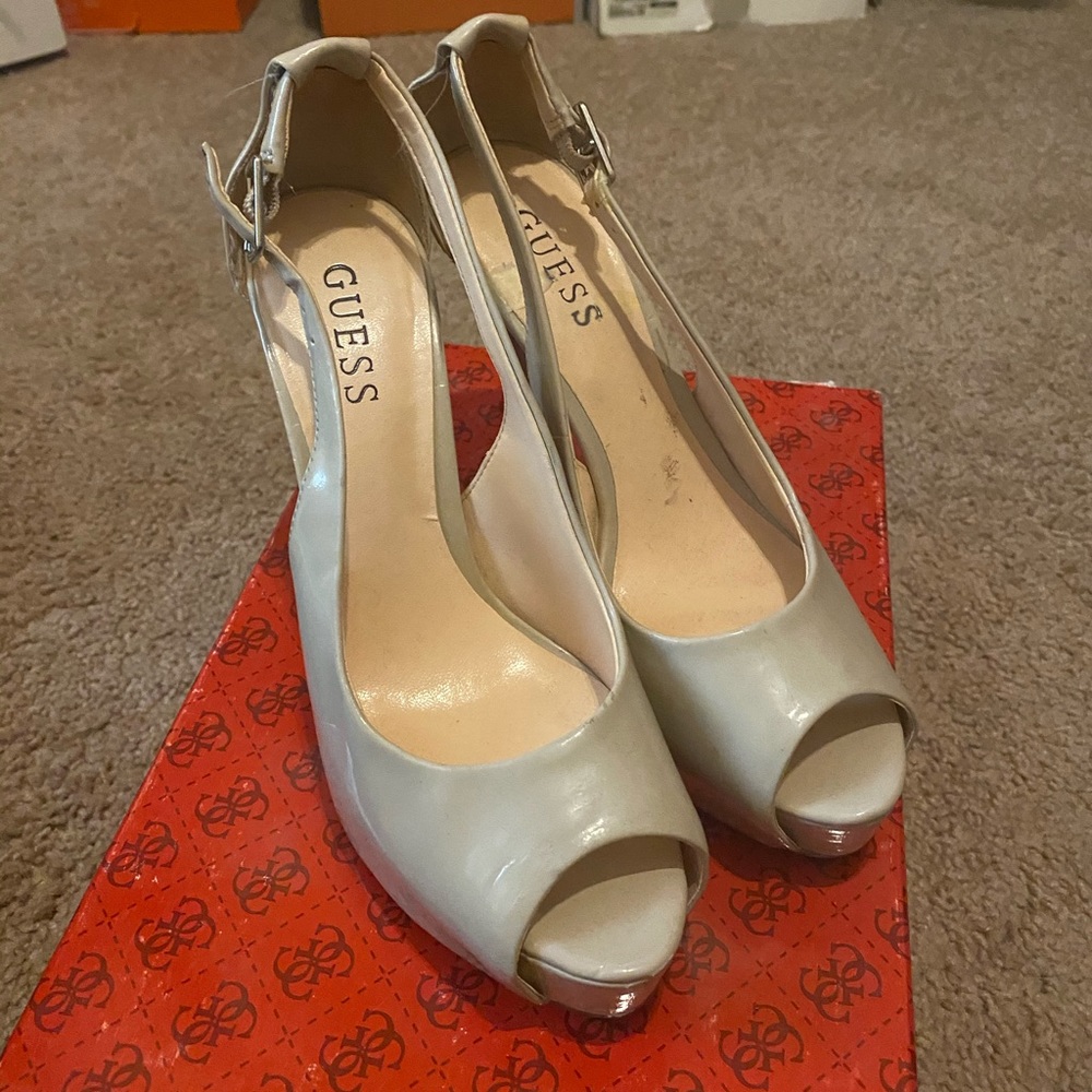 Guess peek bo sling back heels